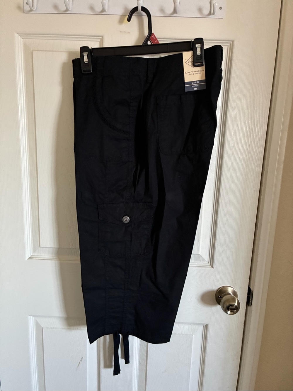 St. John's Bay Black Capri Cargo Pants with Drawstring Hem